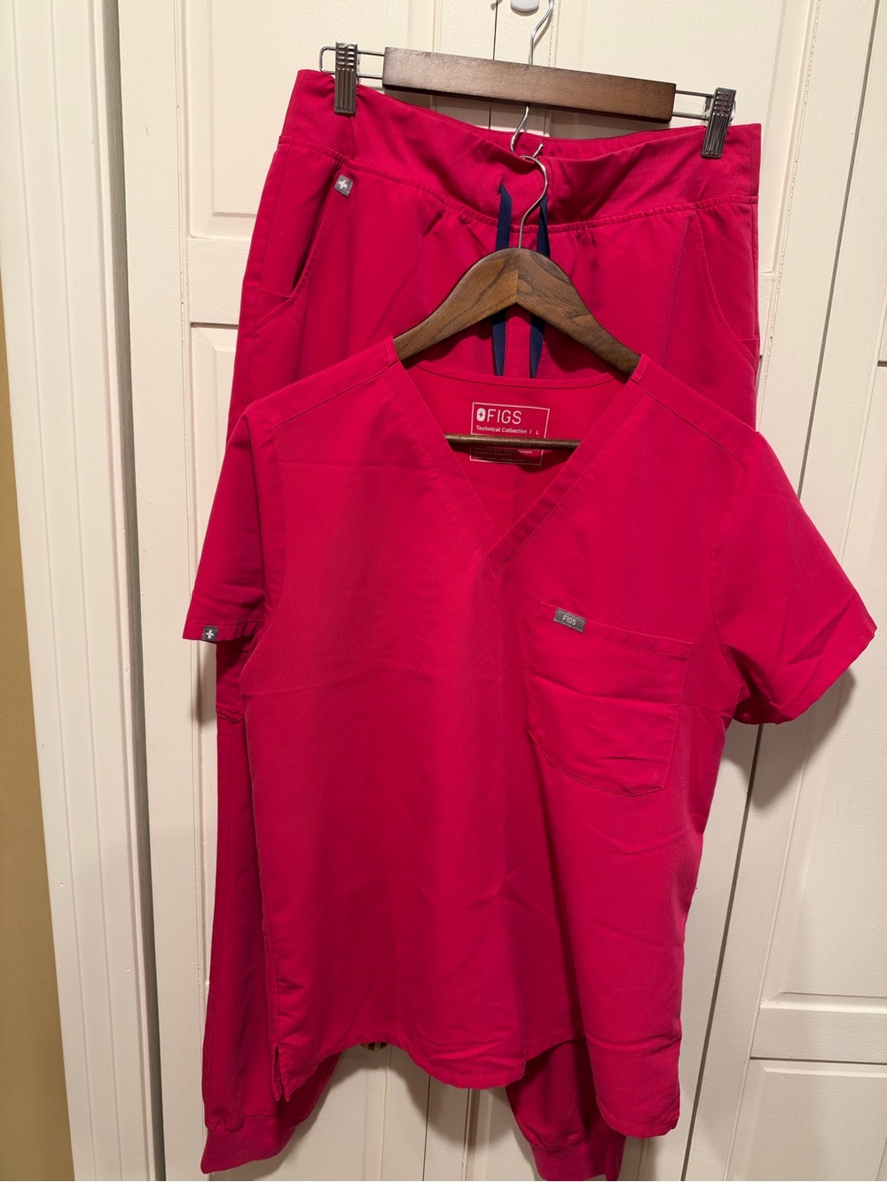 FIGS Women's Short Sleeve Scrub Top and Pants - Fuchsia